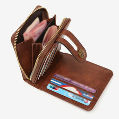 Men's Short Wallet Retro Card Holder Zipper Coin Purse