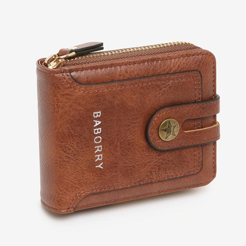 Men's Short Wallet Retro Card Holder Zipper Coin Purse
