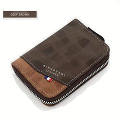Men's Vintage Leather Wallet Card Holder Zipper Purse Coin Bag