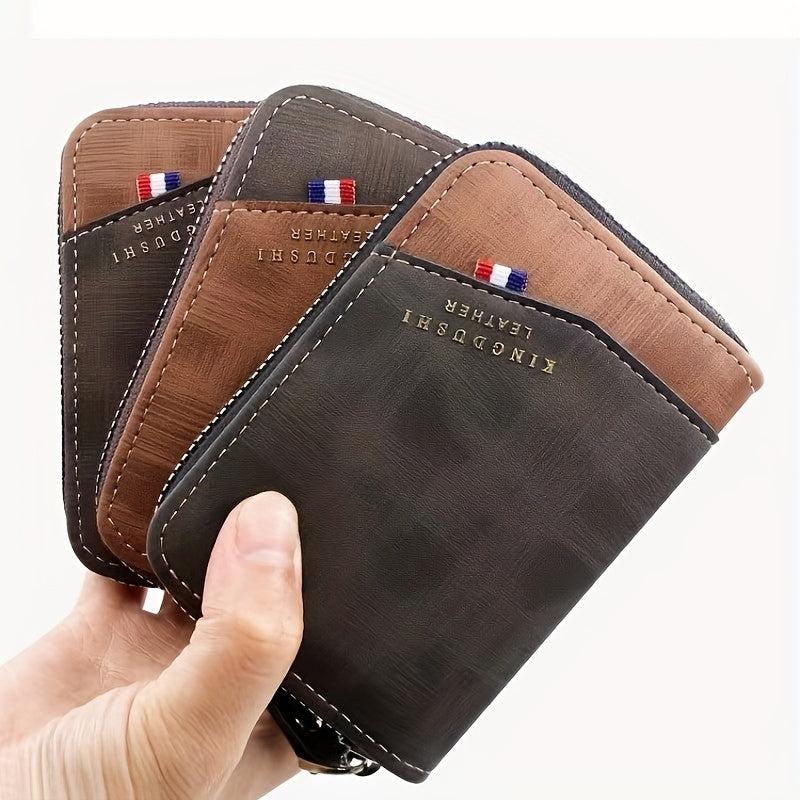 Men's Vintage Leather Wallet Card Holder Zipper Purse Coin Bag