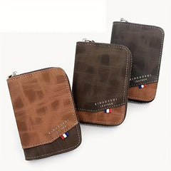 Men's Vintage Leather Wallet Card Holder Zipper Purse Coin Bag