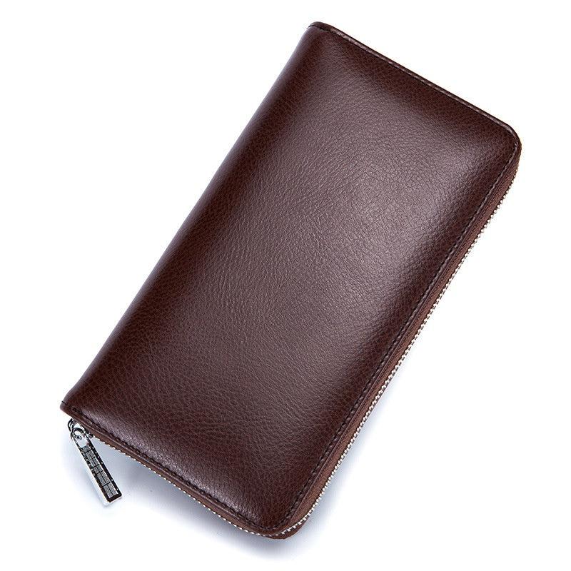 RFID Leather Card Bag Long Wallet Business Large Capacity