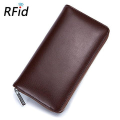 RFID Leather Card Bag Long Wallet Business Large Capacity