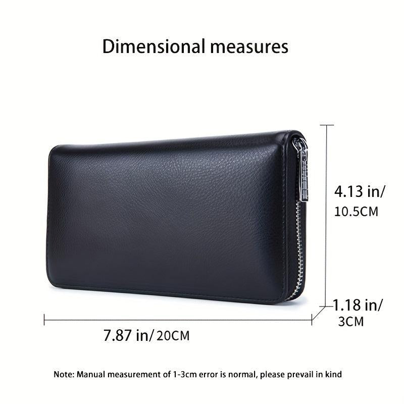 RFID Leather Card Bag Long Wallet Business Large Capacity