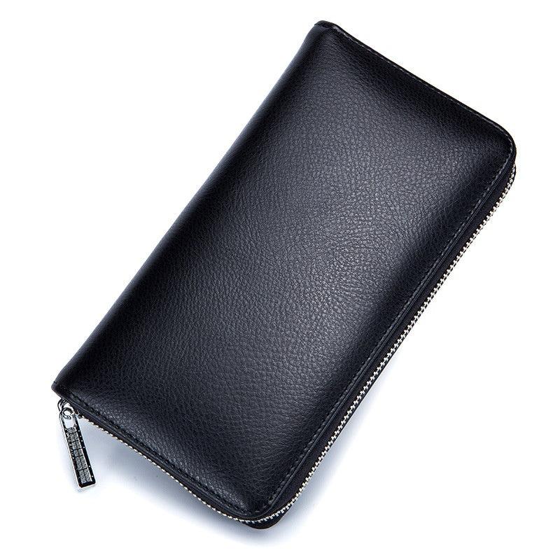 RFID Leather Card Bag Long Wallet Business Large Capacity