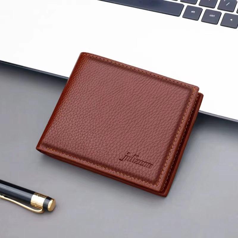 Men's Leather Short Wallet Large Capacity Card Holder Horizontal Wallet