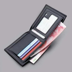 Men's Leather Short Wallet Large Capacity Card Holder Horizontal Wallet