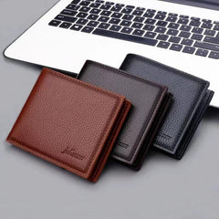 Men's Leather Short Wallet Large Capacity Card Holder Horizontal Wallet