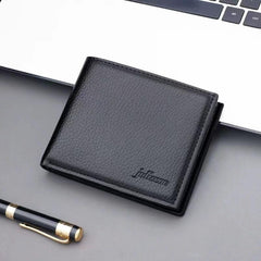 Men's Leather Short Wallet Large Capacity Card Holder Horizontal Wallet