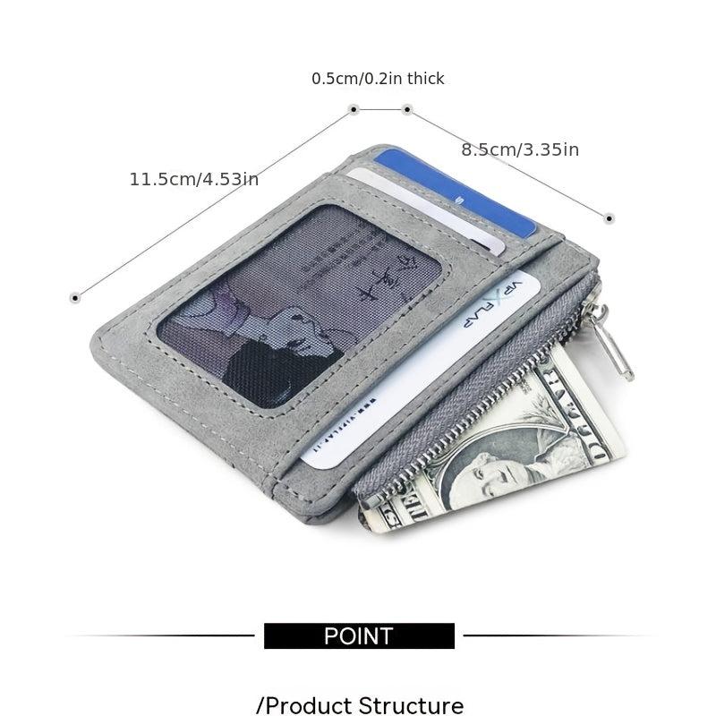 Men's Frosted PU Leather Business Card Holder with Coin Purse