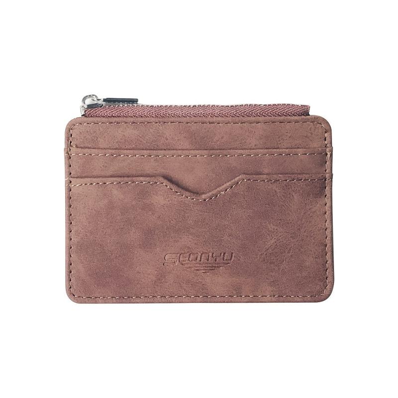 Men's Frosted PU Leather Business Card Holder with Coin Purse