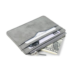 Men's Frosted PU Leather Business Card Holder with Coin Purse