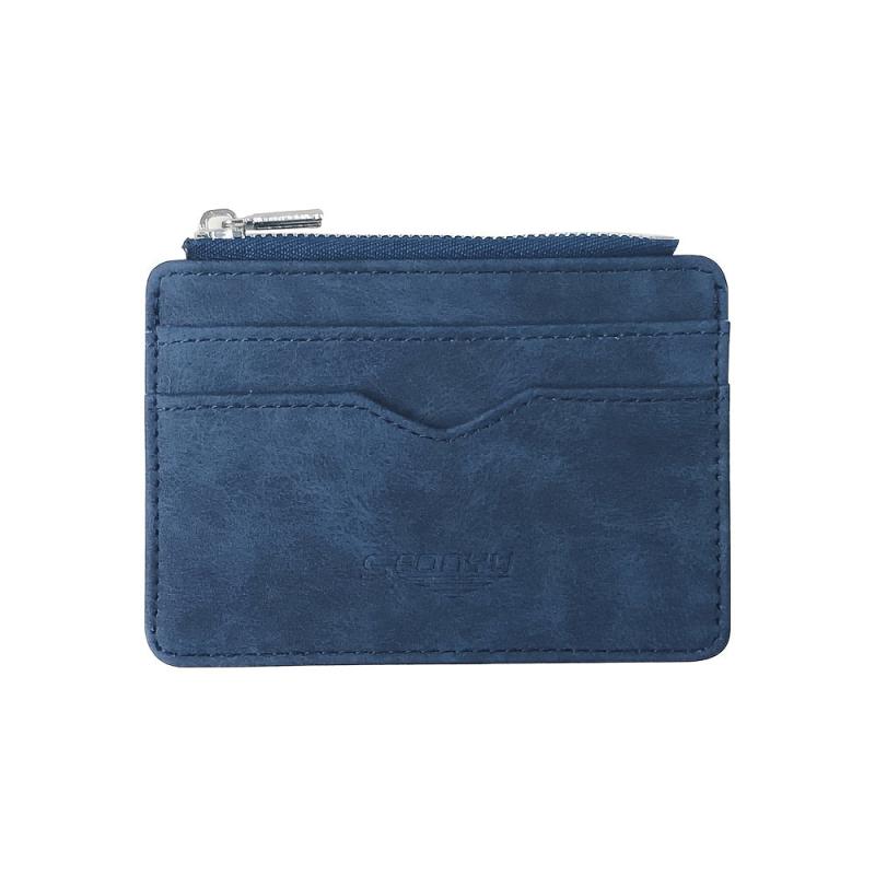 Men's Frosted PU Leather Business Card Holder with Coin Purse