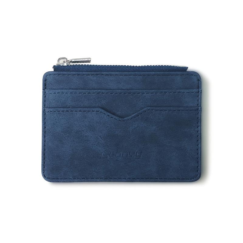 Men's Frosted PU Leather Business Card Holder with Coin Purse