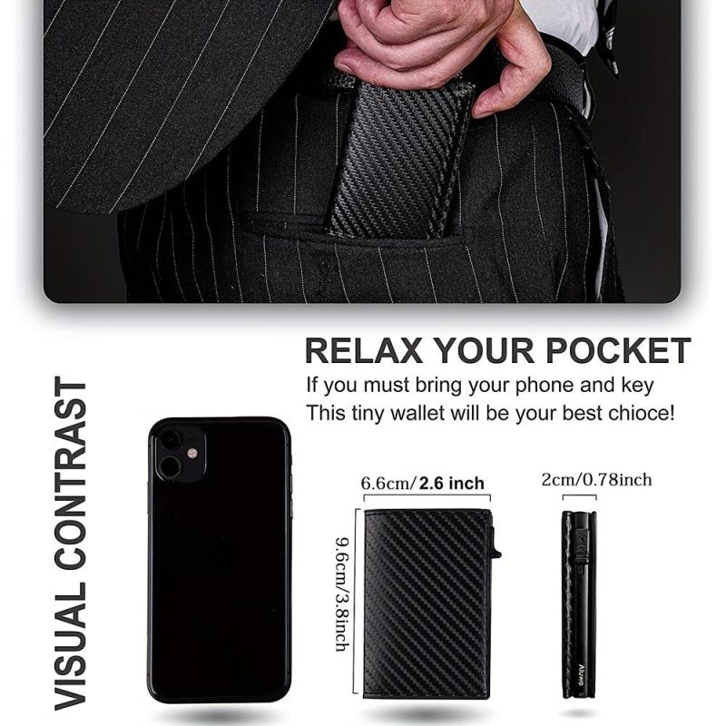 Men's RFID Blocking Card Holder Pop Up Card Holder Tracker Slim Wallet