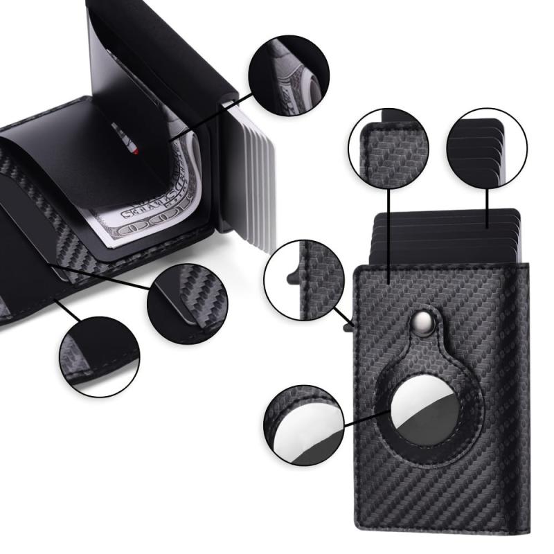 Anti theft Bullet Card Holder Wallet with Airtag Tracker