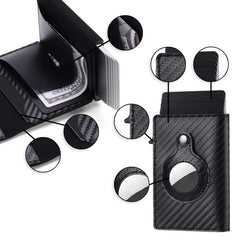 Anti theft Bullet Card Holder Wallet with Airtag Tracker