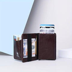 Men's Casual Leather Card Bag Large Capacity Coin Card Holder