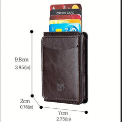 Men's Casual Leather Card Bag Large Capacity Coin Card Holder
