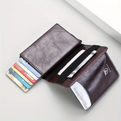 Men's Casual Leather Card Bag Large Capacity Coin Card Holder