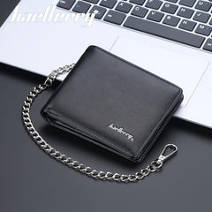 Men's Bifold Wallet With Chain Leather Wallet