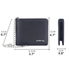 Men's Bifold Wallet With Chain Leather Wallet