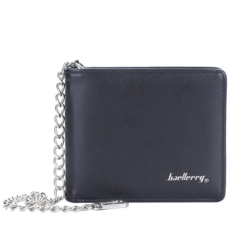 Men's Bifold Wallet With Chain Leather Wallet