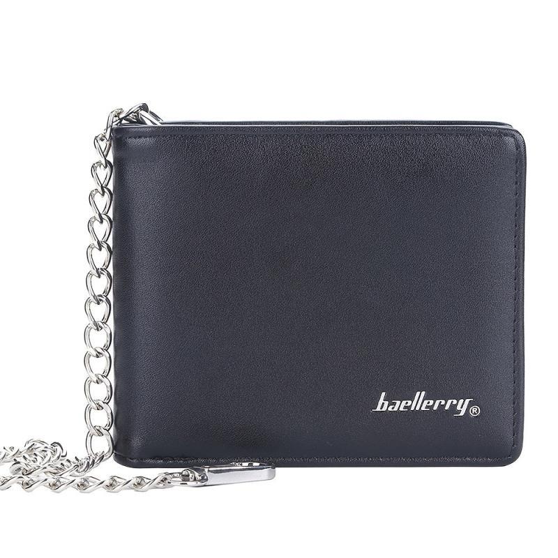 Men's Bifold Wallet With Chain Leather Wallet