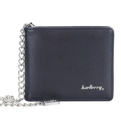 Men's Bifold Wallet With Chain Leather Wallet