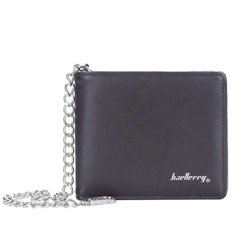 Men's Bifold Wallet With Chain Leather Wallet