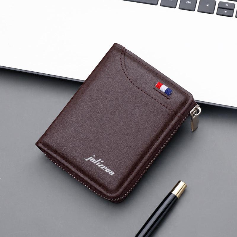 Men's Short Card Slot Wallet Zipper Bag