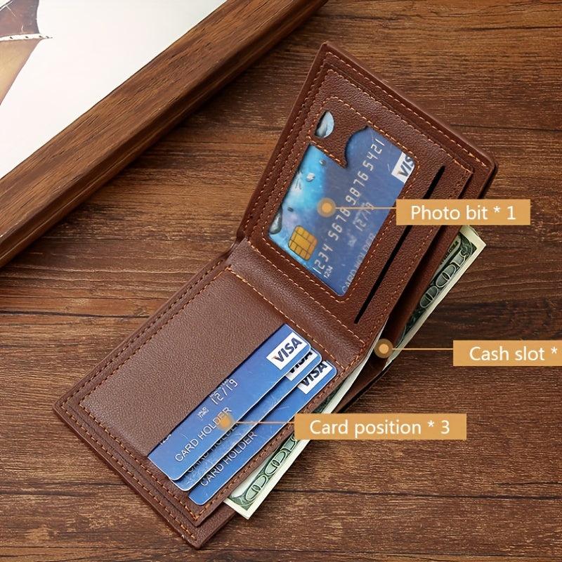 Men's PU Leather Bifold Wallet Card Slots Gift For Men