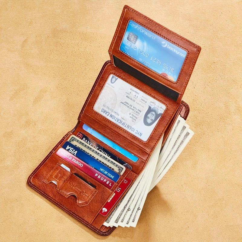 Men's Vintage RFID Blocking Wallet Short Multifunctional ID Credit Card Holder