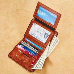 Men's Vintage RFID Blocking Wallet Short Multifunctional ID Credit Card Holder