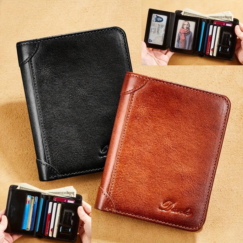 Men's Vintage RFID Blocking Wallet Short Multifunctional ID Credit Card Holder