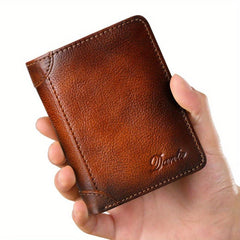 Men's Vintage RFID Blocking Wallet Short Multifunctional ID Credit Card Holder