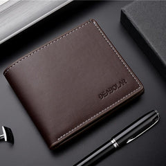 Men's Soft Leather Wallet Short Youth Purse