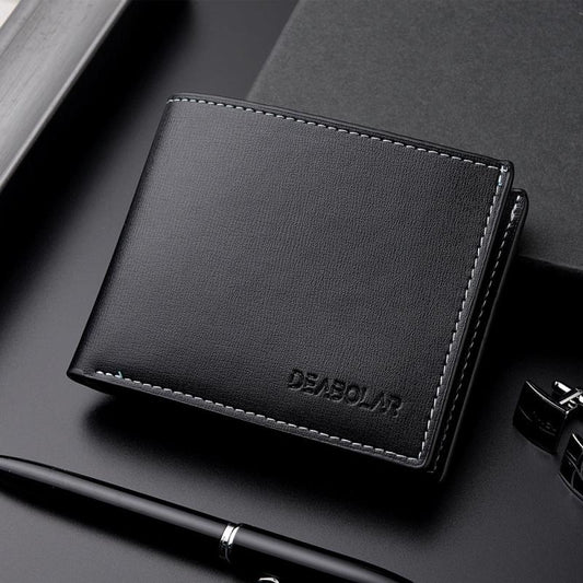 Men's Soft Leather Wallet Short Youth Purse