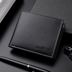 Men's Soft Leather Wallet Short Youth Purse