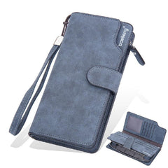 Men's PU Leather Long Wallet With Card Slots Zipper Clutch Wallet