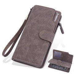 Men's PU Leather Long Wallet With Card Slots Zipper Clutch Wallet