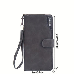 Men's PU Leather Long Wallet With Card Slots Zipper Clutch Wallet