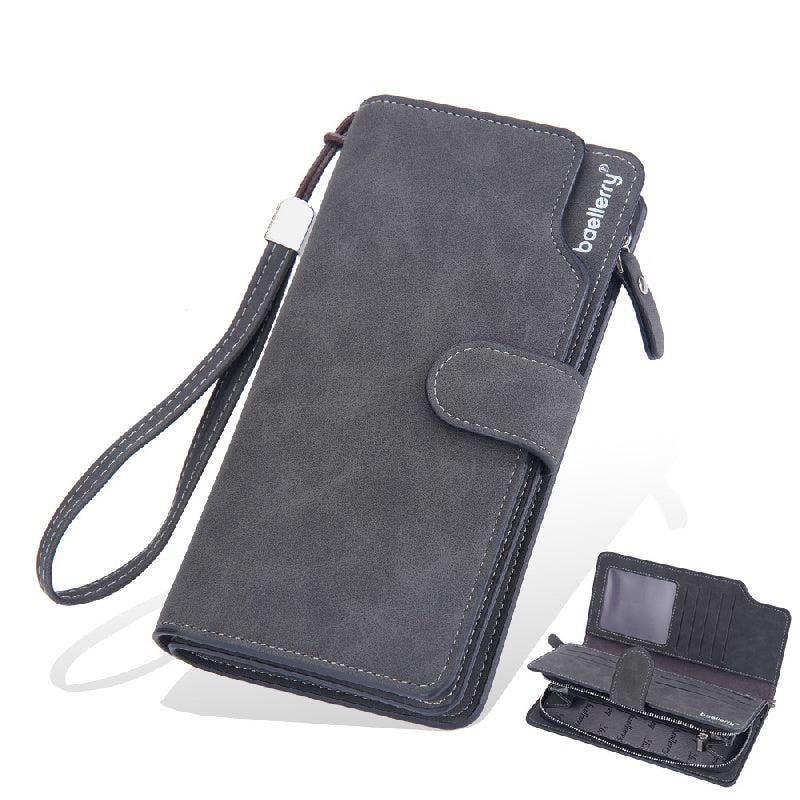 Men's PU Leather Long Wallet With Card Slots Zipper Clutch Wallet