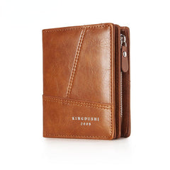 Soft Leather Bifold Wallet Multifunctional Zipper Purse Card Bag