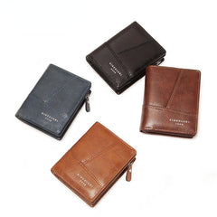Soft Leather Bifold Wallet Multifunctional Zipper Purse Card Bag