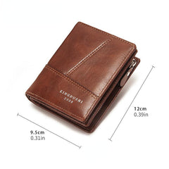 Soft Leather Bifold Wallet Multifunctional Zipper Purse Card Bag