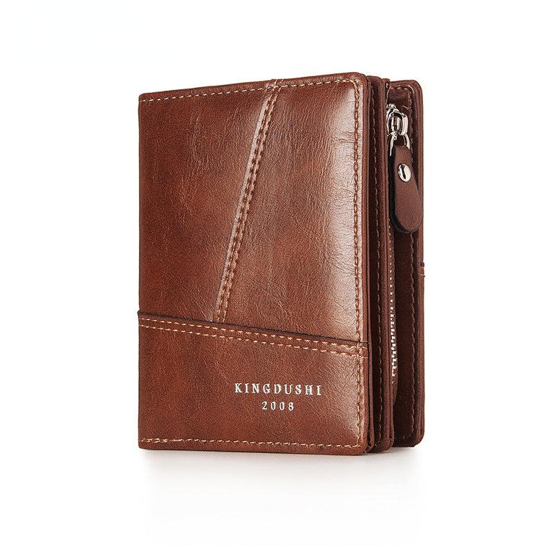 Soft Leather Bifold Wallet Multifunctional Zipper Purse Card Bag