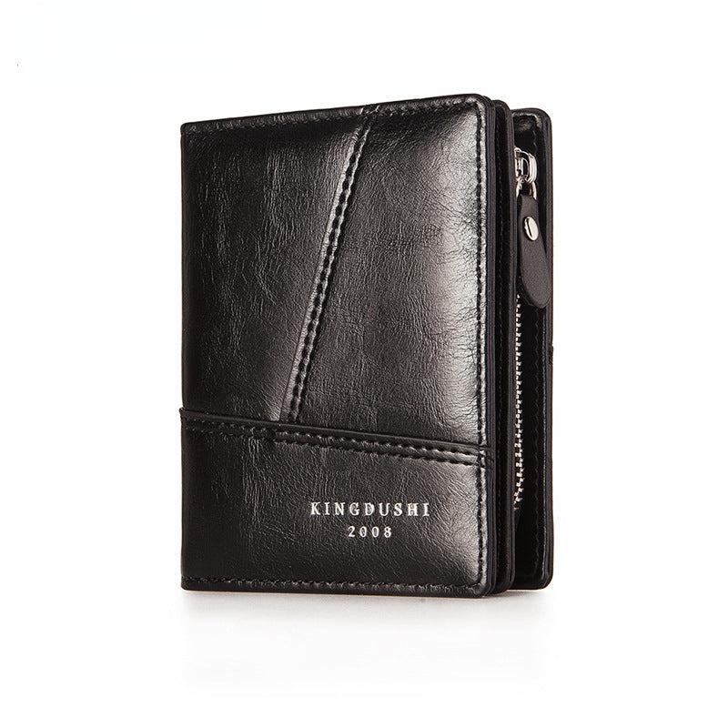 Soft Leather Bifold Wallet Multifunctional Zipper Purse Card Bag