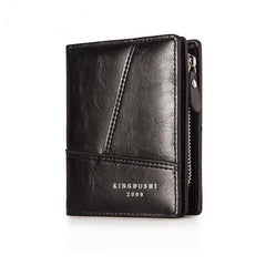 Soft Leather Bifold Wallet Multifunctional Zipper Purse Card Bag