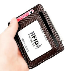 RFID Blocking Slim Leather Wallet Small Front Pocket Credit Card Holder